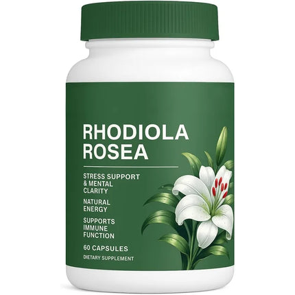 Rhodiola Rosea Capsules 500mg Herbal Supplement for Daily Energy Balance Mental Focus Adaptogen Plant Extract 60 Capsules
