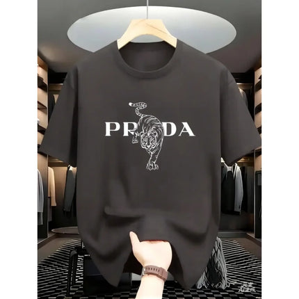 2025 Men's Luxury Graphic Print T-shirt Black White Contrast Short Sleeve Breathable  Summer Fashion Top
