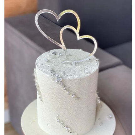 2024 Heart Shape Happy Birthday Cake Topper Gold Acrylic Wedding Party Cake Toppers for Valentine's Day Gift Dessert Decoration