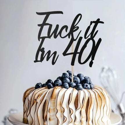 40 Birthday Cake Toppers-Black Glitter, Funny 40th Cake Topper for Men,40 Cake Topper For Women, 40th birthday decorations