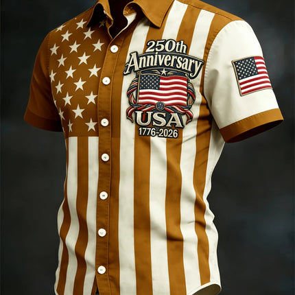 2026 New America 250th Anniversary Hawaiian Shirt Men USA Flag 1776–2026 Shirt American Independence Day Apparel Fourth Of July