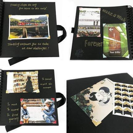 ZK20 80 Sides Black Memory Books DIY Craft Photo Albums Scrapbook Cover Kraft Album For Wedding Anniversary Gifts Memory Books
