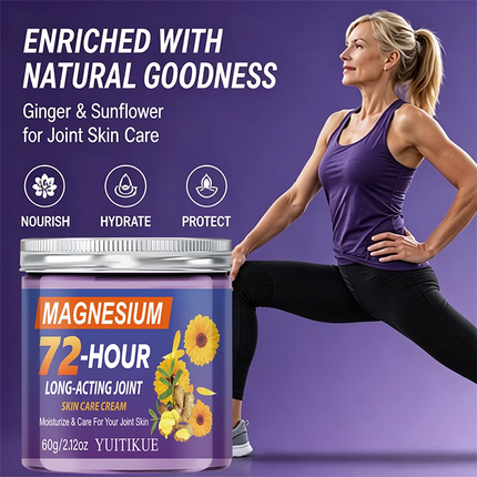 YUITIKUE Magnesium 72 Hour Long Acting Joint Cream Natural Calendula Ginger Nourish Daily Muscle Joint Massage Skin Care 60g