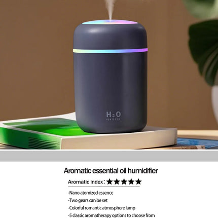 300ml Aromatherapy Diffuser Humidifier Air Purifier Car Home Use Seven-color Light Aromatherapy Essential Oil