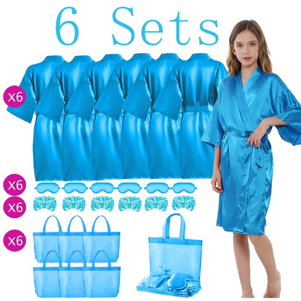 6/10/12Sets Spa Party Robes for Girls Kimono Girls Robe Gowns Kids Birthday Party Supplies Favors Sleepover Slumber Pajamas Part