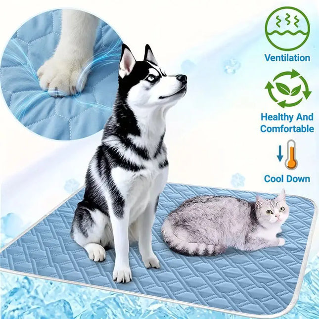 Summer Ice Silk Dogs Cooling Mat Washable Breathable Cool Sleeping Pad Anti Slip Cooling Bed Cushion for Small Medium Large Pets