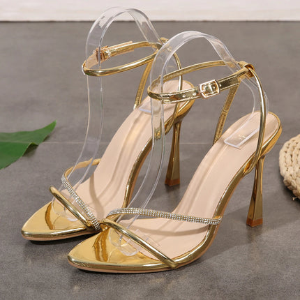Sexy Design High Heels Sandals Women Ankle Cross-Tied Stiletto Heeled Party Shoes Woman Plus Size 36-43 Pointed Toe Sandalias