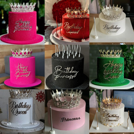 Princess Queen Theme Acrylic Cake Topper for Girls Sweet 16 Mitzvah Baby Shower Birthday Cake Decor Party Celebration Supplies