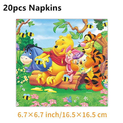 Winnie The Pooh Balloons Happy Birthday Banner Decoration Yellow Bear Party Supplies Backdrop Cake Topper Disposable Tableware