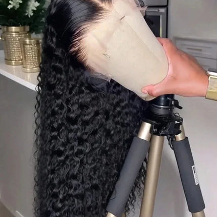 13x6 Glueless Brazilian Deep Wave Curly HD Lace Frontal Wig 250 Density Preplucked Water Resistant Human Hair for Women