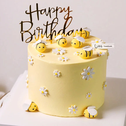 10pcs gold acrylic Happy Birthday cake toppers with birthday letters and decorations