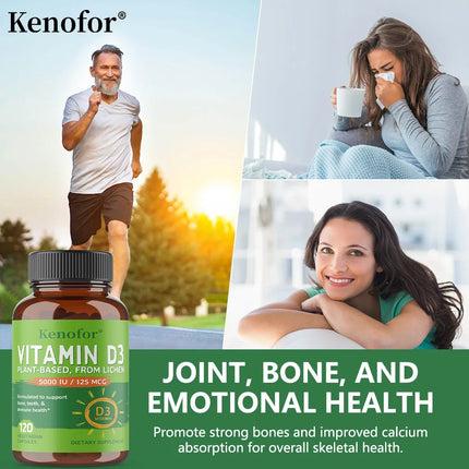 High-concentration Capsules with 5000 IU of Vitamin D3 To Boost Immunity, Bone and Heart Health, Strengthen Bones, Non-GMO