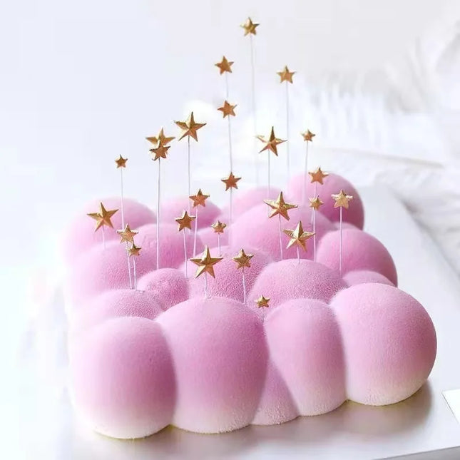1 Set Mini Pentagram Happy Birthday Cake Topper Gold Heart-shaped DIY Kids' Birthday Party Cupcake Topper for Wedding Decoration