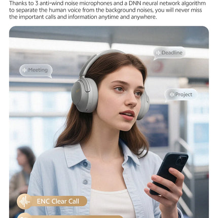 QCY H3S Over Ear Headphone Hi-Res LDAC Spatial Sound Headset H3S -56dB Adaptive ANC Wireless Earphone Bluetooth 6.0 102Hrs