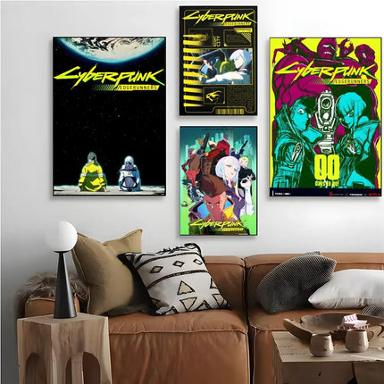C-Cyberpunk Edgerunners Poster HD art sticky wall waterproof home living room bedroom bar aesthetic decoration