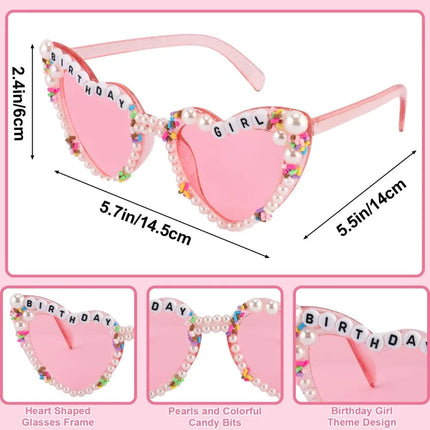 Birthday Girl Sash Glitter Headband Tiara Crown Sunglasses Pink Happy Birthday Decorations Party Favors Accessories