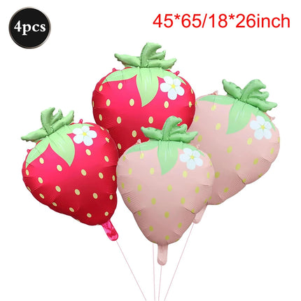 Strawberry Balloon Cute Sweet Foil Mylar Fruit Balloon Strawberry Themed Birthday Party Decoration Girls Kids Baby Shower Supply