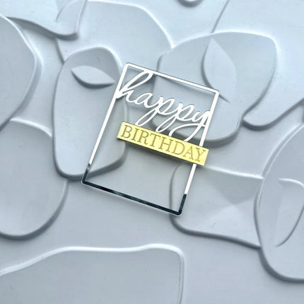 3pcs Happy Birthday Square Acrylic Cake Topper Gold Silver Rose Gold Birthday Party Baby Shower Cake Decoration Accessories