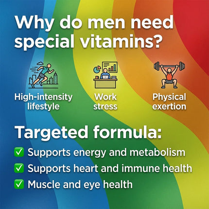 Men's Multivitamin Supplement - High Potency Formula, for Brain, Eye & Heart Health, for Brain, Eye & Heart Health