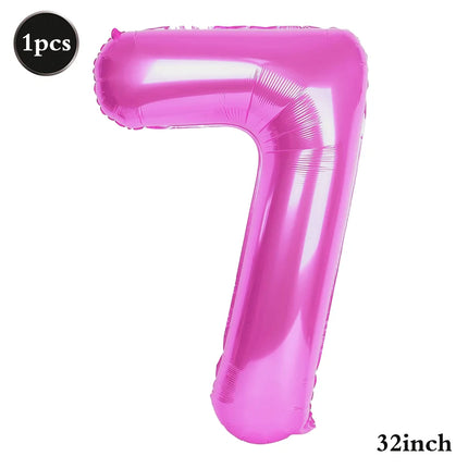 32Inch Multicolor Number 7 Balloon Large Number Balloons 0-9 Boys Girls Birthday Decoration Women Men Party Anniversary Supplies