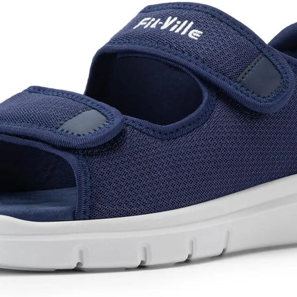 FitVille Men's Adjustable Wide Width Diabetic Sandals, Orthopedic Comfort Sandals with Arch Support for Swollen Feet & Foot Neuropathy