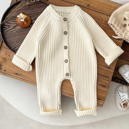Infant Boy Girl Long Sleeve Thick Warm Jumpsuit Cotton Newborn Toddler Clothes 0-24M 2025 Winter New Baby Solid Knitted Romper