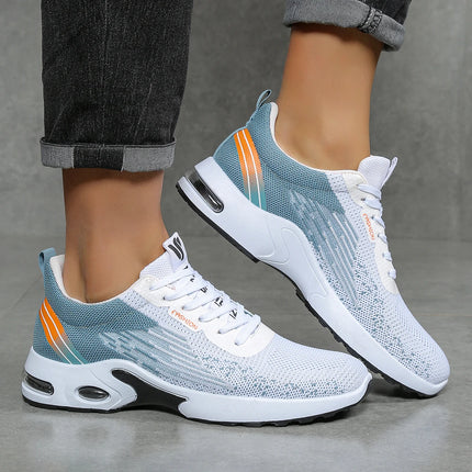 Men's Breathable Lace-Up Running Shoes, Knitted Mesh Casual Shoes, Comfortable Cushioned Sole Footwear for Daily Wear