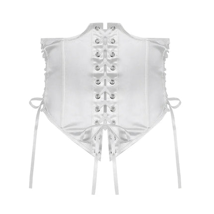Womens Puff Sleeve Off Shoulder Dresses Lace Up Swing Dress Ruffle Mesh Party Mini Dress and Body Shaper Bustier Corset