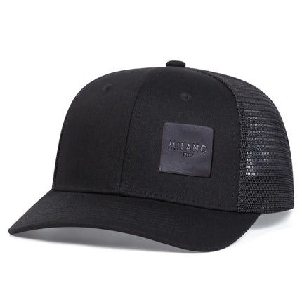 Unisex MILANO Letter Black Leather Label Baseball Net Cap Spring Summer Outdoor Adjustable Casual Hat Hip Hop Hat Sunscreen Hat