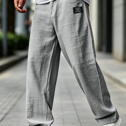 Men Baggy Pants Cotton Linen Loose‑Fit Trousers High‑Quality Retro Streetwear Male Casual Solid Color Wide Leg Daily‑Wear Pants