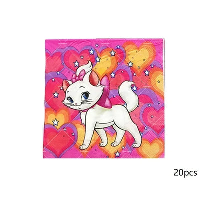 Marie Cat Balloons The Aristocats Party Decoration Cartoon Princess Happy Birthday Banner Tableware Pet Cake Topper Background