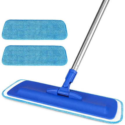 17.5 Microfiber Floor Cleaning Mop with Stainless Steel Handle, 2 Washable Pads for Wet and Dust Mopping on Hardwood, Vinyl, Lam