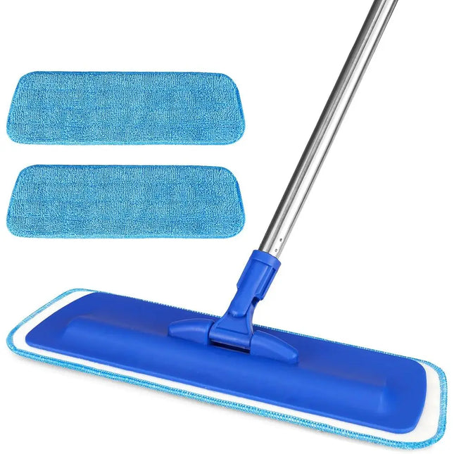 17.5 Microfiber Floor Cleaning Mop with Stainless Steel Handle, 2 Washable Pads for Wet and Dust Mopping on Hardwood, Vinyl, Lam