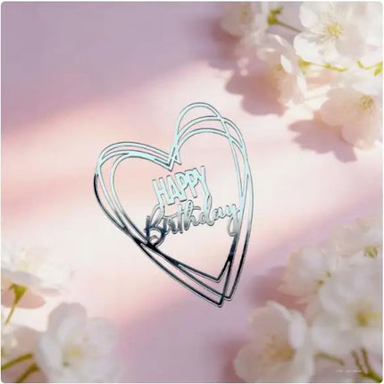 New Side Happy Birthday Cake Toppers Decoration Gold Acrylic Kids Birthday Party Cake Topper for Baby Shower Gift Baking Supplie