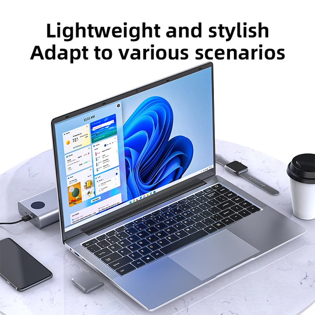 14.1" Laptop Computer Windows 11 Pro Intel Atom A3950 Notebook PC 12GB RAM 512GB 1TB M.2 SSD 1920*1080P Office Study Computer