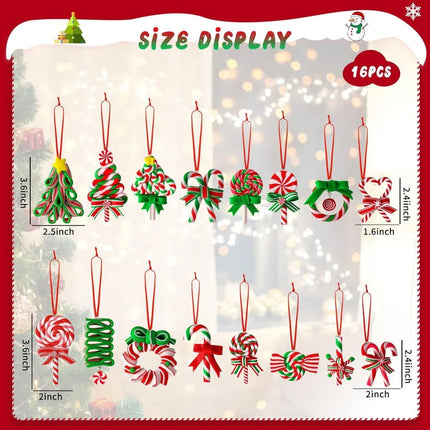 16/32Pcs Christmas Candy Cane Wooden Ornaments, Lollipop Xmas Tree Hanging Pendants for Christmas Party Home Holiday Decor Gift