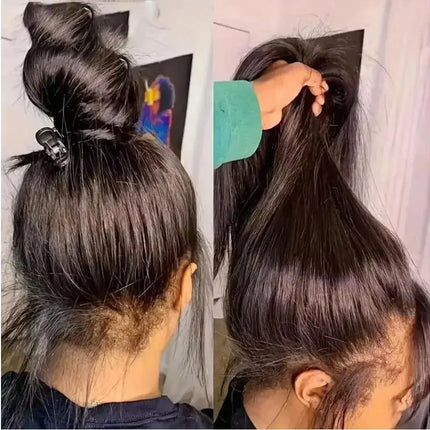 13×6 HD Lace Straight Human Hair Wig Natural Color Pre Plucked Natural Hairline Remy Hair Glueless Wig For Women