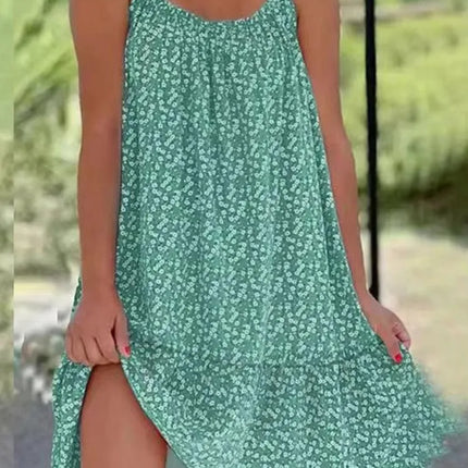 Summer 2026 New European And American Country Style Maxi Dress with Floral Print Sleeveless Strap Vest Dress for Women