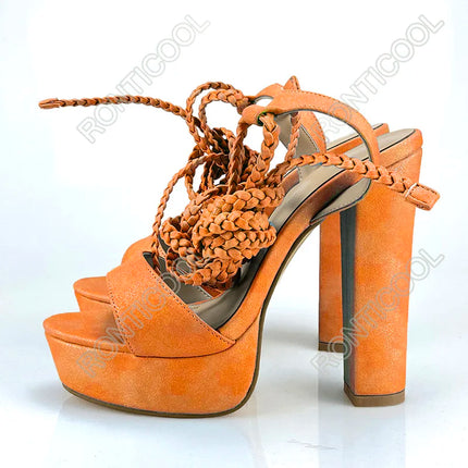 Olomm Handmade Women Summer Platform Sandals Ankle Strap Block Heel Open Toe Pretty 9 Colors Dress Party Shoes US Size 5-13