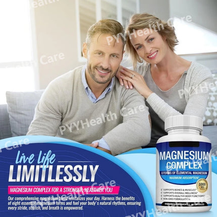 Magnesium Mineral Supplement Capsules, Glycinate Citrate Malate Blend Supports Bone Wellness Heart Health Sleep & Muscle