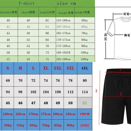 2026 New Jordan Style Men's 2 Piece Set Summer Black Short Sleeve T Shirt Shorts Casual Sports Tracksuits Plus Size S-4XL