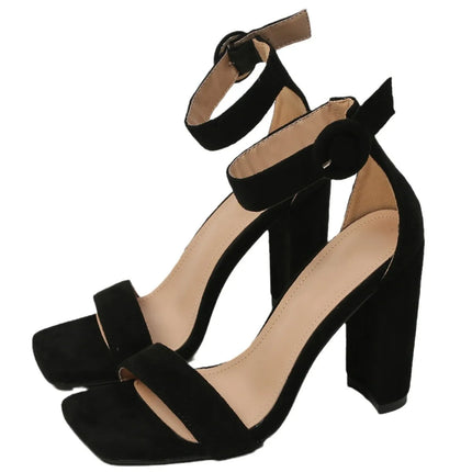 New Sandals for 2026 Summer Casual Versatile Suede High Heels Coarse Heels Sandals from Europe and America