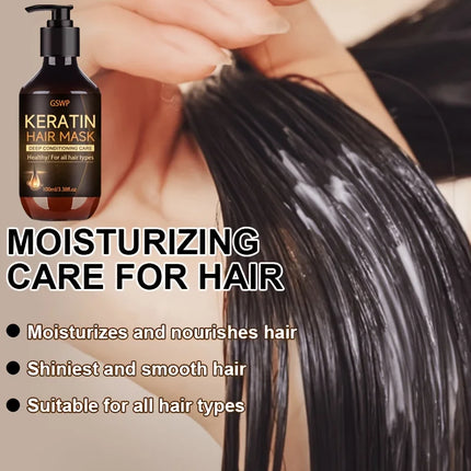 GSWP Keratin Hair Mask: Deeply Hydrates and Moisturises, Reduces Frizz and Split Ends, Leaving Hair Soft and Shiny.100/200ml