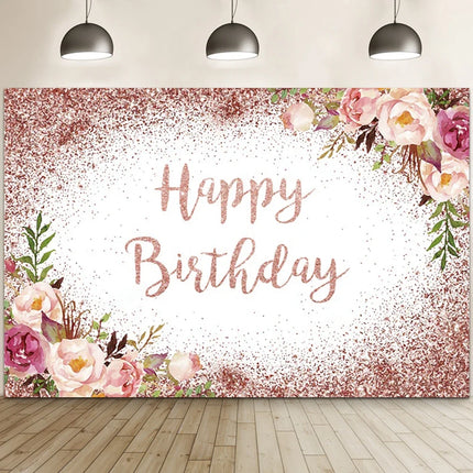 Happy Birthday Banner Backdrop Shiny Diamonds 18th Birthday Decoration Canvas 30th Party Photography Background