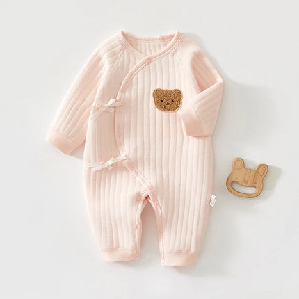 Baby Boy Christmas Romper Quilted Warm Autumn Winter Newborn Jumpsuit Solid Color 0 6 Months Hospital Baby Girl Clothing
