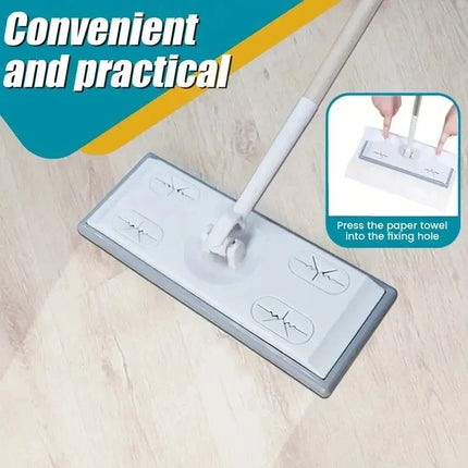 3pcs New Home Electrostatic Dust Collector Mop Foldable Long Handle With Disposable Vacuum Paper Floor Household Cleaning Tool