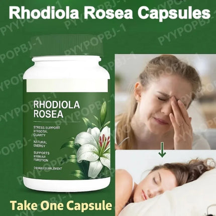 Rhodiola Rosea Capsules 500mg Herbal Supplement for Daily Energy Balance Mental Focus Adaptogen Plant Extract 60 Capsules