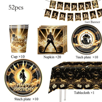Michael Jackson Birthday Party Decoration Tableware Cups Plates Napkins Tablecloth Favor Souvenir Party Supplies Baby Shower