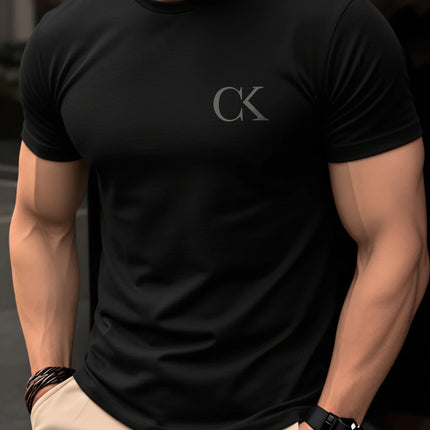 Men's Summer 100% Cotton Casual Fashion Simple Letter Pattern Printed Loose Breathable Round Neck Short Sleeve T-shirt