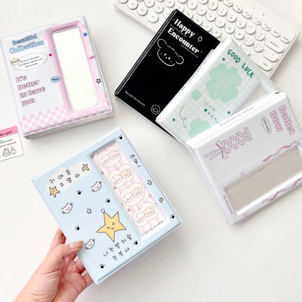 Cartoon Photo Booth Album For 40 Pcs 2x6 Inch Photo Strips Bookmark 20 Pcs 4x6 4R Photo Holder 40 Pages
